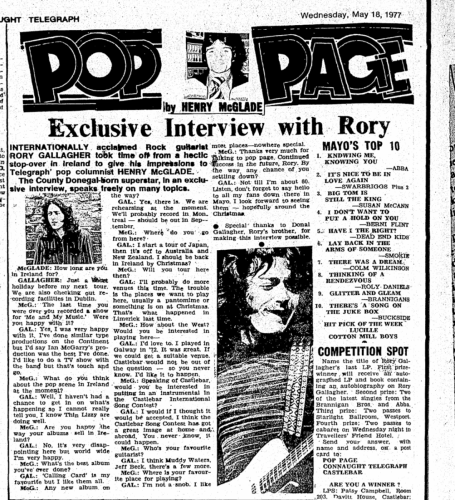 Rock Star Rory Gallagher exclusive interview