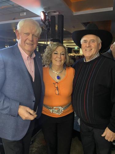 Brendan Shine and T R Dallas  with Julie Healy who organised the Johnny Carroll 80th birthday celebrations MG 1310